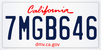CA license plate 7MGB646