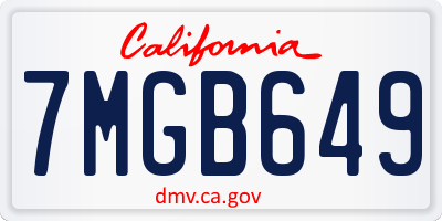 CA license plate 7MGB649