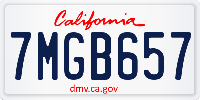 CA license plate 7MGB657