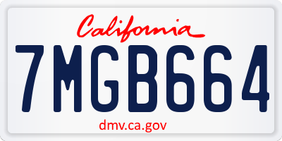 CA license plate 7MGB664