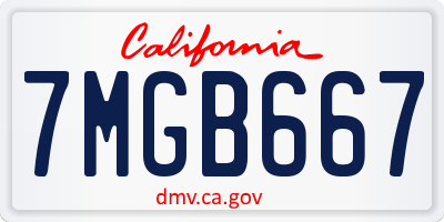CA license plate 7MGB667