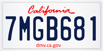 CA license plate 7MGB681