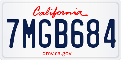 CA license plate 7MGB684