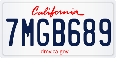 CA license plate 7MGB689