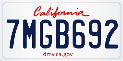 CA license plate 7MGB692