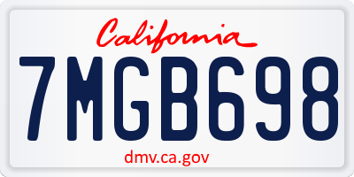 CA license plate 7MGB698