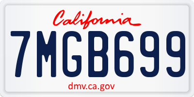 CA license plate 7MGB699