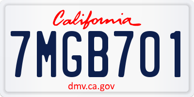 CA license plate 7MGB701