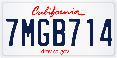 CA license plate 7MGB714