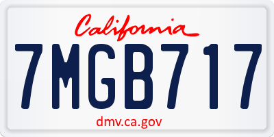 CA license plate 7MGB717