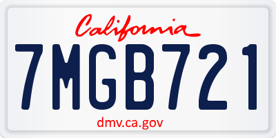 CA license plate 7MGB721