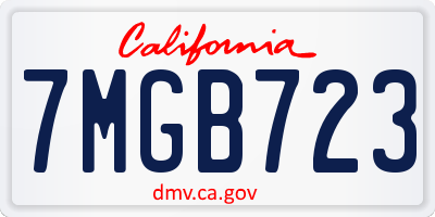 CA license plate 7MGB723