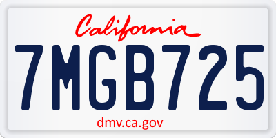 CA license plate 7MGB725