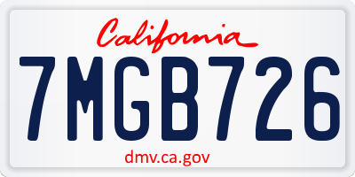 CA license plate 7MGB726