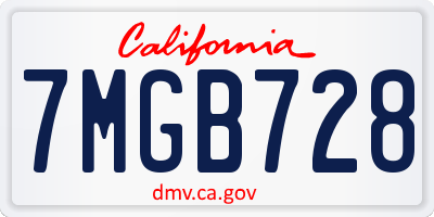CA license plate 7MGB728