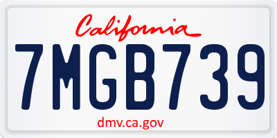 CA license plate 7MGB739