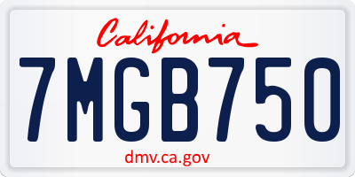 CA license plate 7MGB750