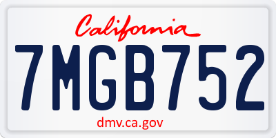 CA license plate 7MGB752