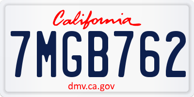 CA license plate 7MGB762