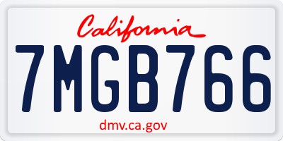 CA license plate 7MGB766