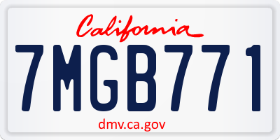 CA license plate 7MGB771