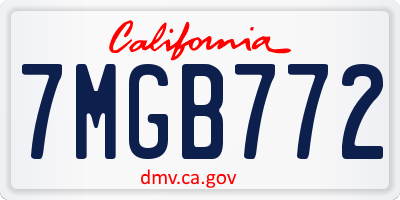 CA license plate 7MGB772