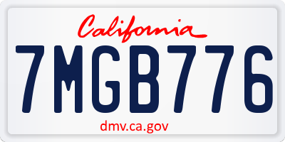 CA license plate 7MGB776