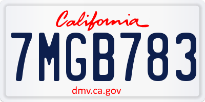 CA license plate 7MGB783