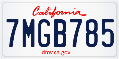 CA license plate 7MGB785