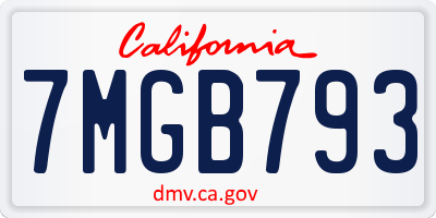 CA license plate 7MGB793