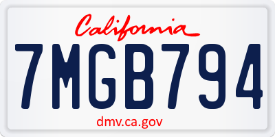 CA license plate 7MGB794