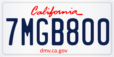 CA license plate 7MGB800