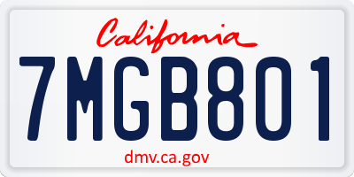 CA license plate 7MGB801