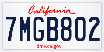 CA license plate 7MGB802