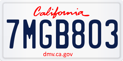 CA license plate 7MGB803
