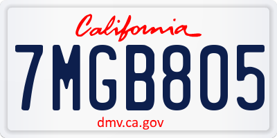 CA license plate 7MGB805