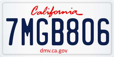 CA license plate 7MGB806