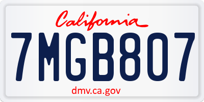 CA license plate 7MGB807