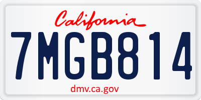 CA license plate 7MGB814