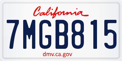 CA license plate 7MGB815