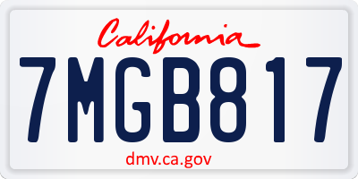CA license plate 7MGB817