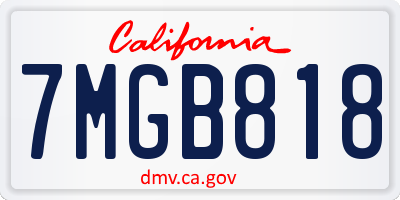 CA license plate 7MGB818