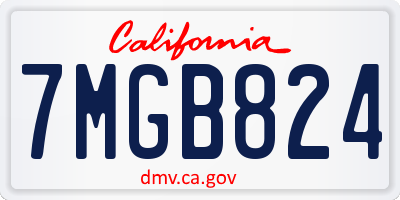 CA license plate 7MGB824