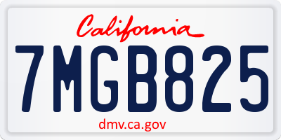 CA license plate 7MGB825