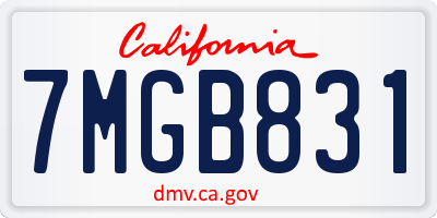 CA license plate 7MGB831