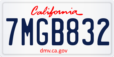 CA license plate 7MGB832
