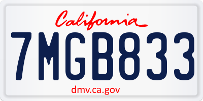 CA license plate 7MGB833