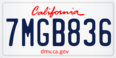CA license plate 7MGB836