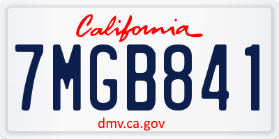 CA license plate 7MGB841