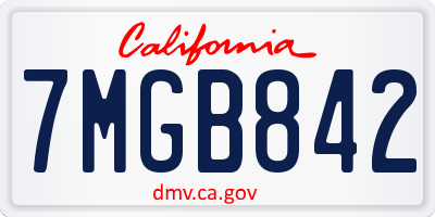 CA license plate 7MGB842